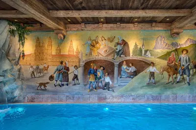 a mural in the water park at the theme park at Hotel Ansitz Jakoberhof in Ortisei