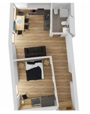 a floor plan of a room with a bed at Active Hotel Sonne in Gais