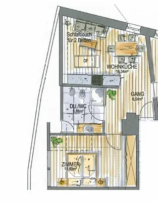 a drawing of a floor plan of a building at Active Hotel Sonne in Gais