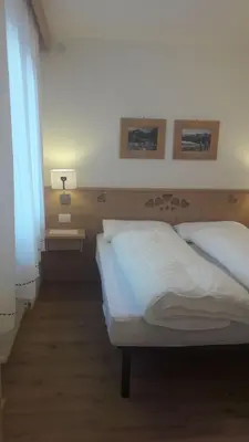 a bedroom with two beds and a window at Aliza in Campitello di Fassa