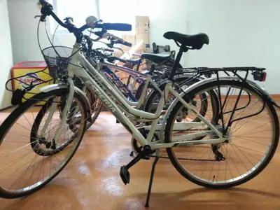 a group of bikes parked next to each other at Hotel Schönbrunn in Merano