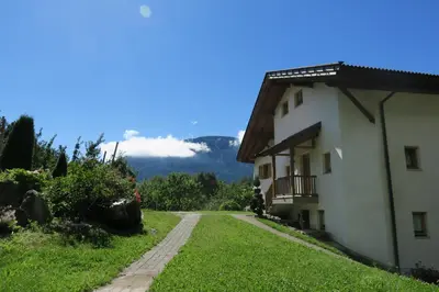 a house on a grassy road next to a building at Winklerhof in Parcines