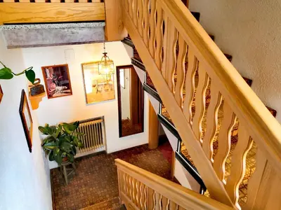 an overhead view of a staircase in a house at Garni Gabrieli in Corvara in Badia