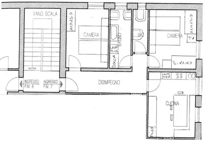 a black and white floor plan of a house at Il Giornalgaio in Canazei