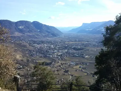 a view of a mountain range from a house at Residence Lenzenau in Tirolo