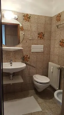 a bathroom with a toilet and a sink at Apartment Matilde in Vols am Schlern