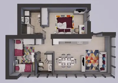 a floor plan of a small apartment with a bedroom at Appartamenti Stefan in Campitello di Fassa