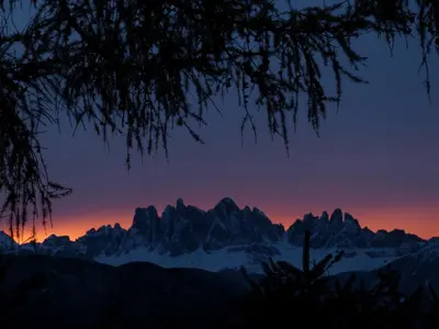 a view of the mountains at sunset at Masitterhof in Bressanone