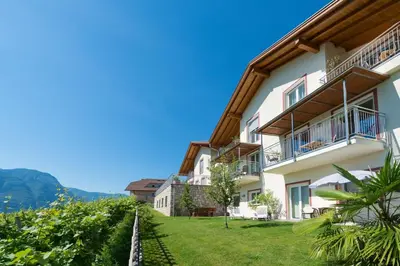 a house on a hill with a green yard at Grabmayrhof in Termeno