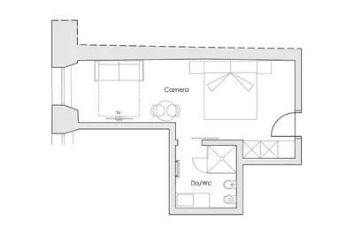 a floor plan of a studio apartment at Taste Living in Merano