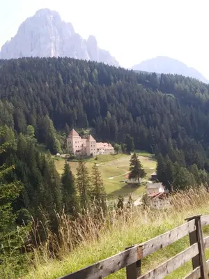 a house on a hill in the mountains at Chalet Dumbria Dolomites in Selva di Val Gardena