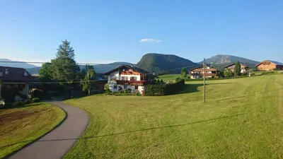 a house on a grassy hill with a road at Apartments Blumenheim in Castelrotto