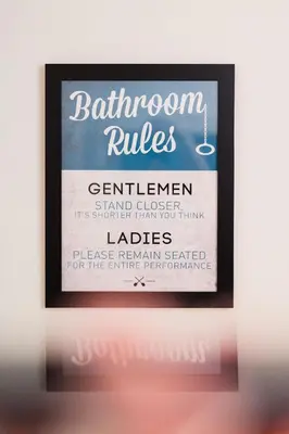 a framed picture of a bathroom rules sign at Villa Floris in Bressanone