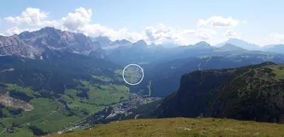 a view of a valley in the mountains at App. Villa Fraina in San Cassiano