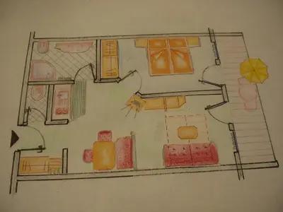 a drawing of a floor plan of a room at Residence Rossboden mit Hallenbad in Verano