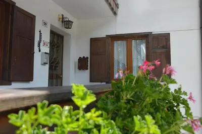 a room with wooden doors and a plant at Cèsa Soracrepa in Canazei