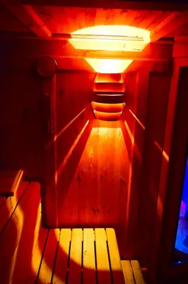 a wooden cabin with a light on top of it at Hotel Vajolet in Mazzin