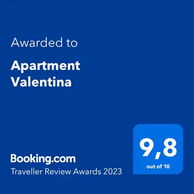 a blue screen with the text awarded to appointment valentina at Apartment Valentina in Bressanone