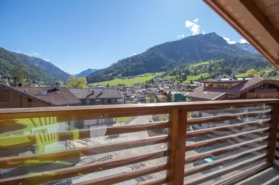 a view from the balcony of a house in the mountains at Casa Ciroch in Moena