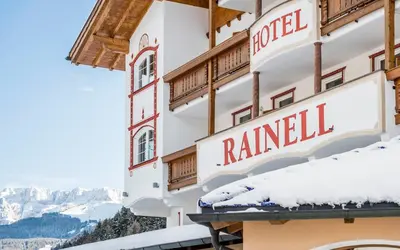 a hotel in the mountains covered in snow at Rainell Dolomites Retreat in Ortisei