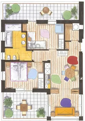 a drawing of a floor plan of a house at Color Home Suite Apartments in Predazzo