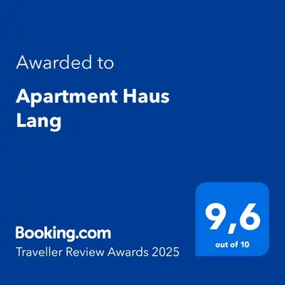 a blue screen with the text awarded to appointment hawksling at Apartment Haus Lang in Lagundo