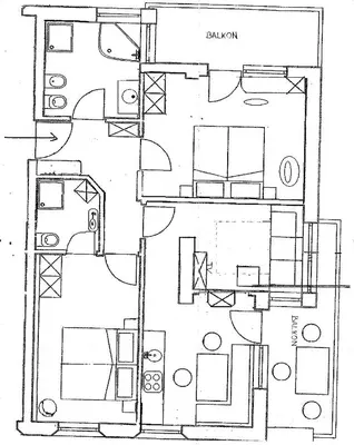 a black and white floor plan of a house at Villa Moroder in Ortisei