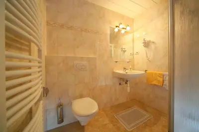 a bathroom with a toilet and a sink at Residence Ulrike in Nova Levante