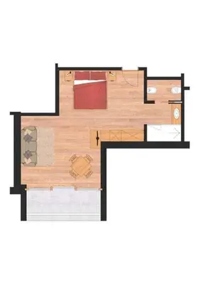 a floor plan of a small room with at Arnica Mountain Hotel in Soraga