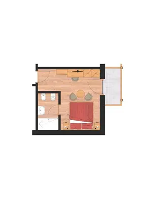 aometric drawing of a room with floor plan at Arnica Mountain Hotel in Soraga