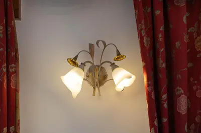 a wall light with butterflies on it on a wall at Family Hotel La Perla in Fiera di Primiero