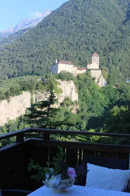 a view of a castle on top of a mountain at Villa Falkner in Tirolo