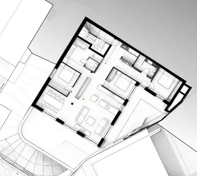 a drawing of a house on top of a diagram at Messnerhaus Suite in Siusi