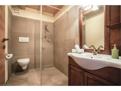 a bathroom with a shower and a sink and a toilet at Lexnhof in Montagna