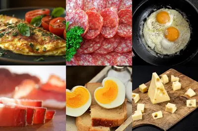 a collage of pictures of food with eggs and bread at B&B Family Accommodation Canazei SKI-IN SKI-OUT in Canazei