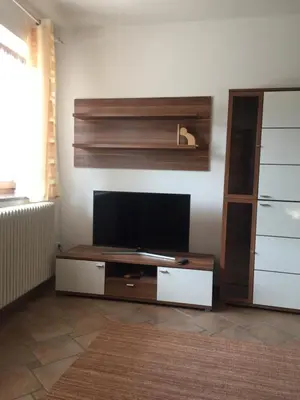 a living room with a flat screen tv on a wall at Appartamento Giustina in Gargazzone