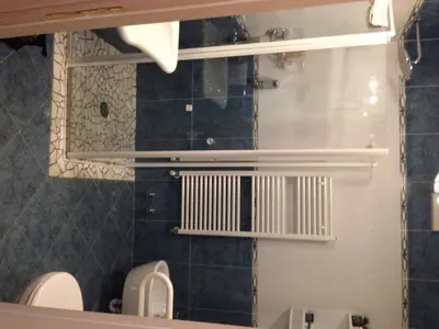 a bathroom with a sink and a toilet and a mirror at Family Hotel Andes - Only for Family in Vigo di Fassa