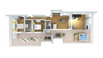 a rendering of a floor plan of a house at Penthouse Skygarden in Schenna