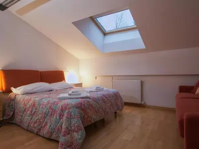a bedroom with a bed and a skylight at Apartment in Predazzo near Dolomiti Superski in Predazzo