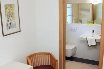 a bathroom with a toilet and a sink at Schiessstandhof in Montagna