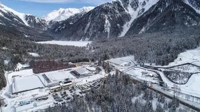an aerial view of a ski resort in the mountains at Smy Koflerhof Wellness & Spa Dolomiti in Rasun di Sopra