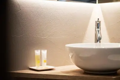 a bathroom sink with a faucet on a counter at Villa Aurelia in Ortisei