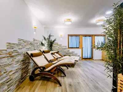 a room with a sauna with wood paneling at Apartment Spieglhof-2 by Interhome in Sarntal