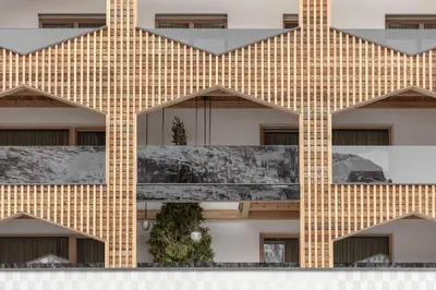 a facade of a building with a window at Hotel Jägerhof in Colfosco