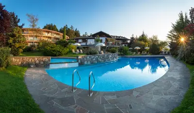 an image of a swimming pool in a house at Hotel Der Waldhof in Vollan