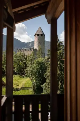 a view of a castle from a window at Sprechenstein in Vipiteno