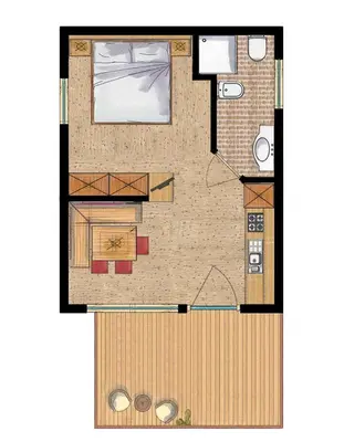 a floor plan of a small apartment with at Residence Costa Burjada in Colfosco