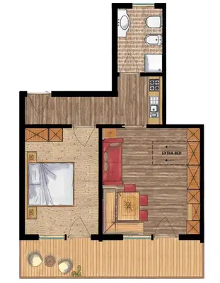 a floor plan of a small apartment with at Residence Costa Burjada in Colfosco