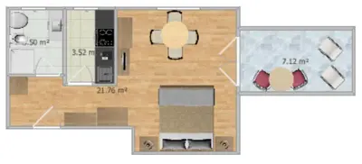 a floor plan of a bedroom and a living room at Residence Boutique Sonne in Schenna