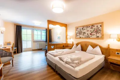 a bedroom with a large bed in a room at Albergo Conturina in Canazei